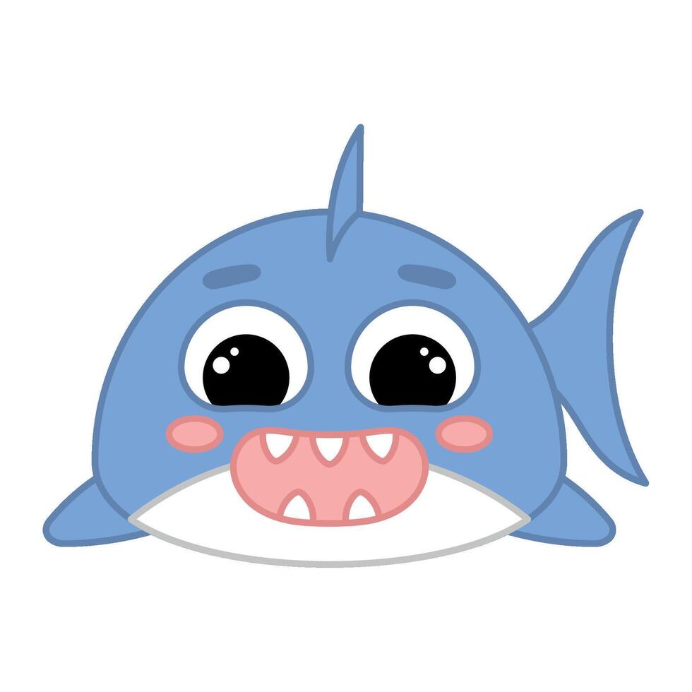 Cute kawaii shark emoji icon Stock Free