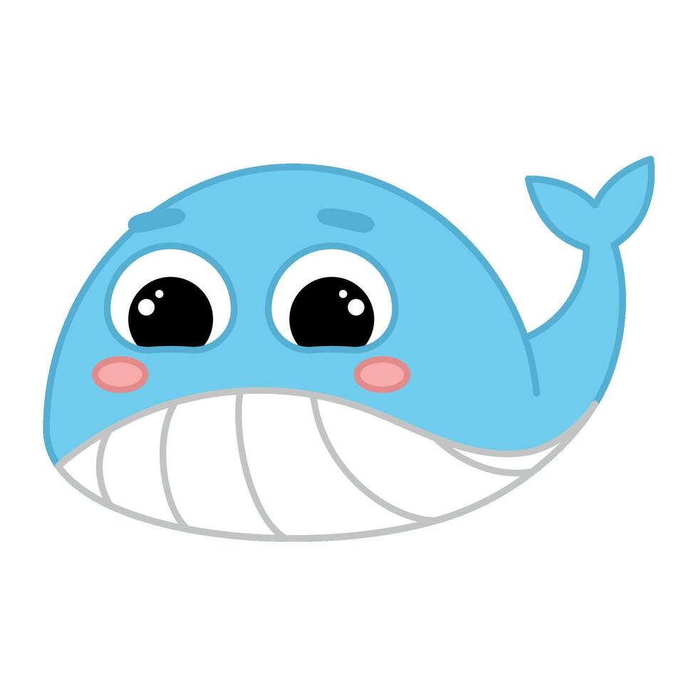 Cute kawaii whale emoji icon Stock Free