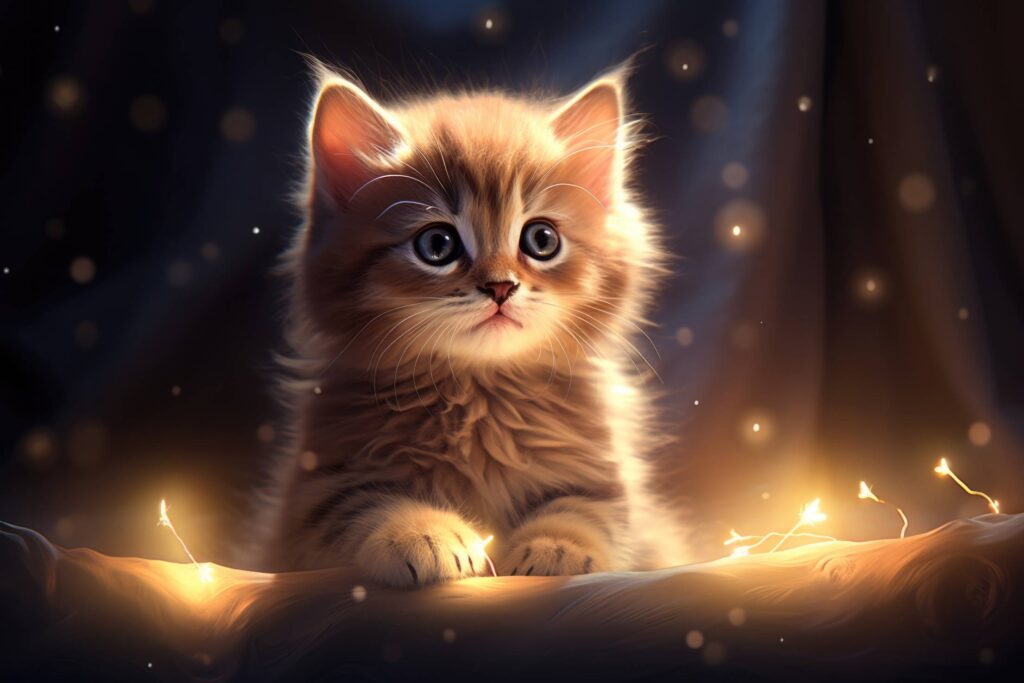 Cute Kitten at Night Stock Free