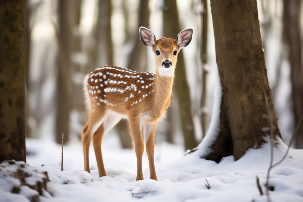 Cute Little Bambi Looking into Camera Stock Free