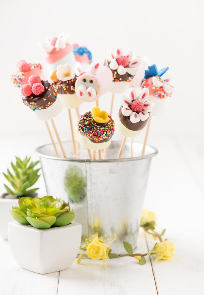 cute marshmallow on skewer food Stock Free