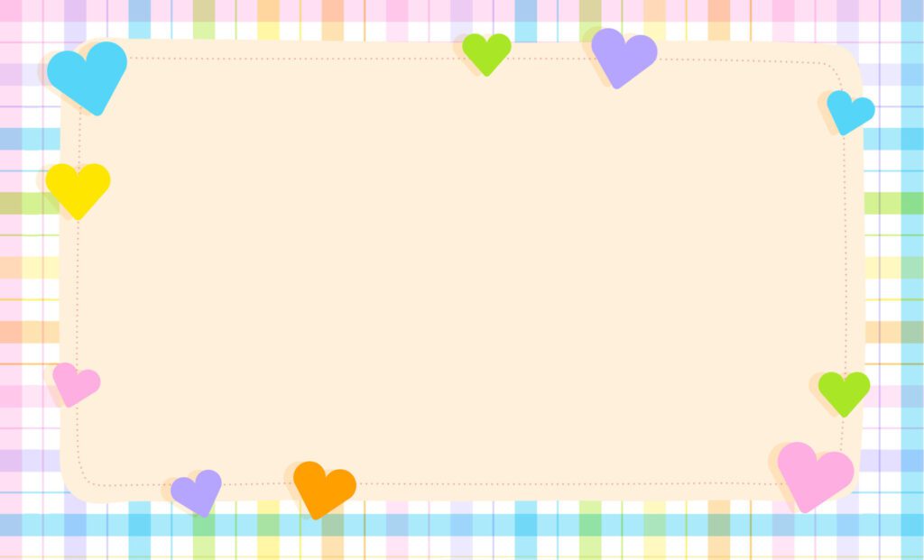 Cute Ornament Element Rainbow Pastel Heart Love Caring Plaid Gingham Pattern Paper Background Frame Border. Blank Space note Vector Illustration. Editable Stroke. Free Vector