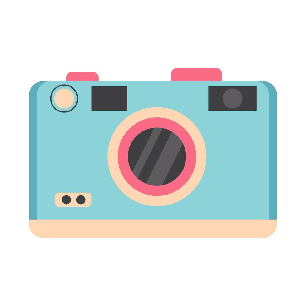 Cute photo camera. Camera icon in flat style. illustration isolated on white background. Stock Free