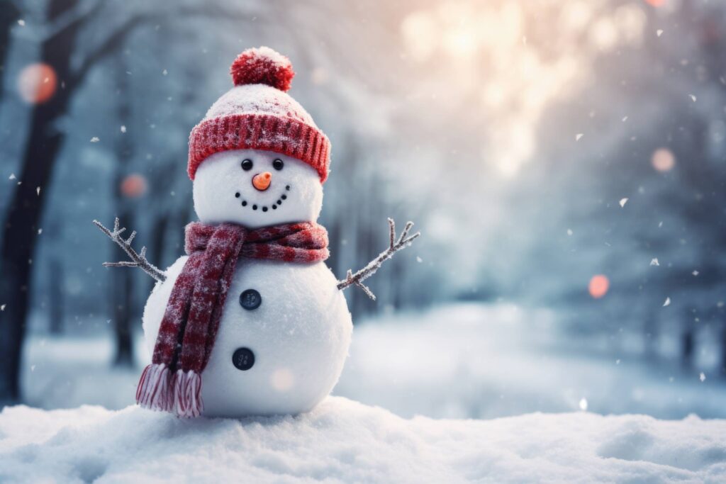 Cute Snowman in Winter Hat Stock Free