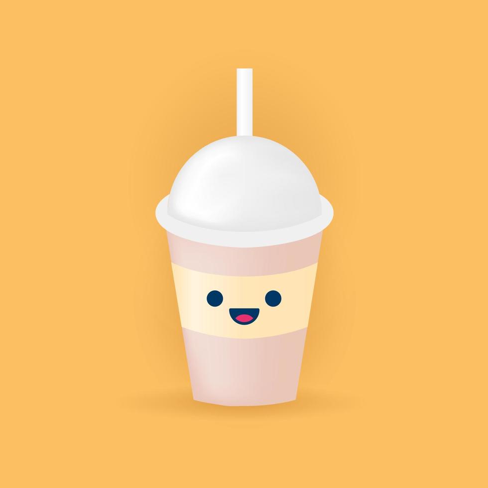 Cute thai tea glass cup cartoon concept isolated vector icon illustration flat style Stock Free