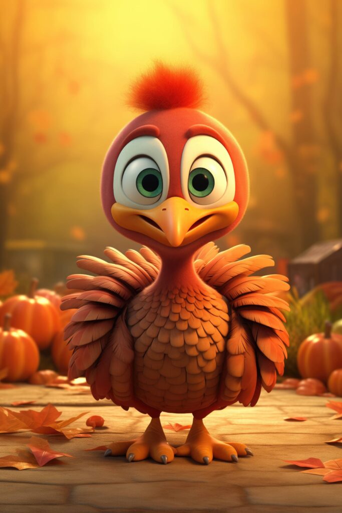 Cute Thanksgiving Turkey 3D Illustration Stock Free