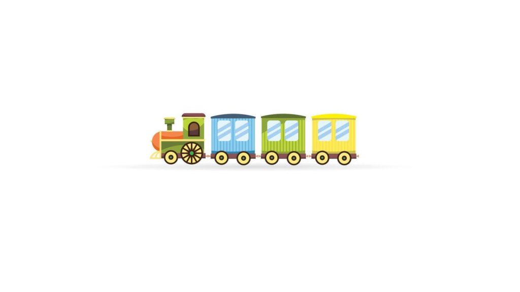 cute train set icon with colorful carriage isolated on white background suit for logo or coloring book Stock Free