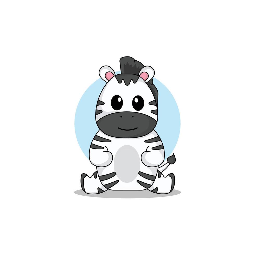 cute zebra cartoon icon illustration.animal icon illustration. flat style concept cute Stock Free