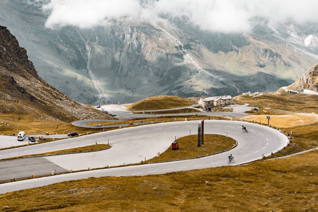 Cyclists on Grossglockner Mountain Road, Austria Free Photo