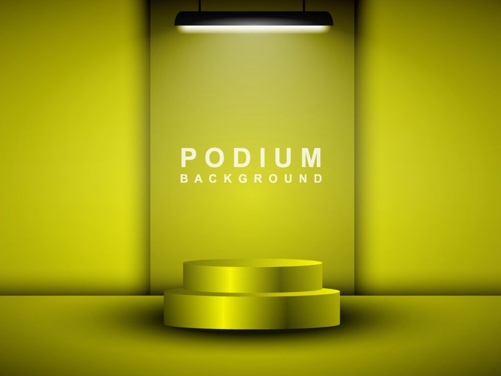 
									Cylindrical podium scene background. Product presentation, mock up, cosmetic product exhibition, podium, stage or platform. Vector illustration Free Vector