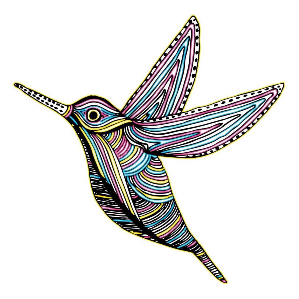 CMYK Colibri Bird Flying