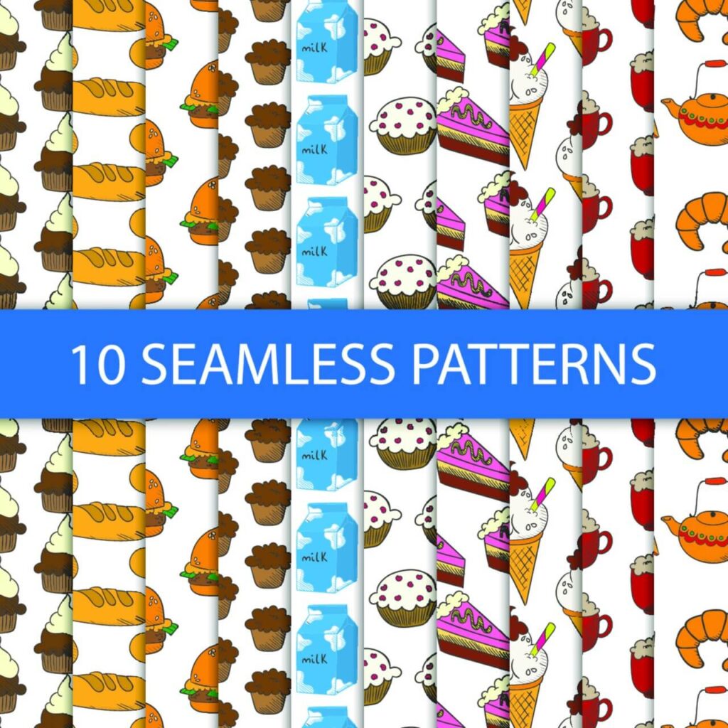 Seamless patterns with food