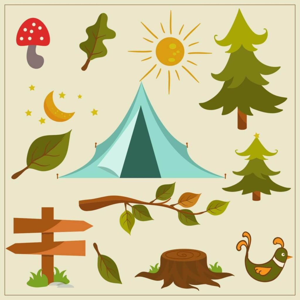 Nature camping vector elements