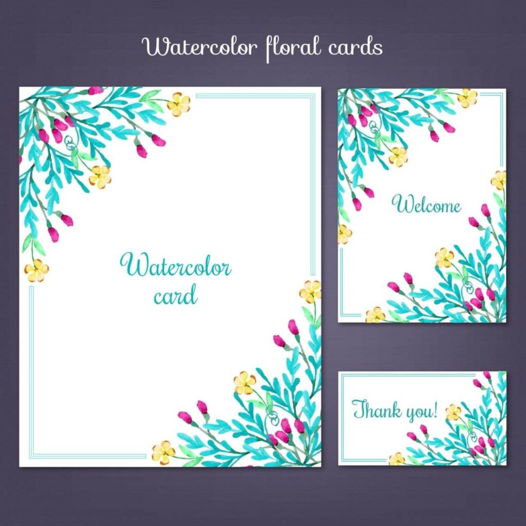 Watercolor cards with summer flowers