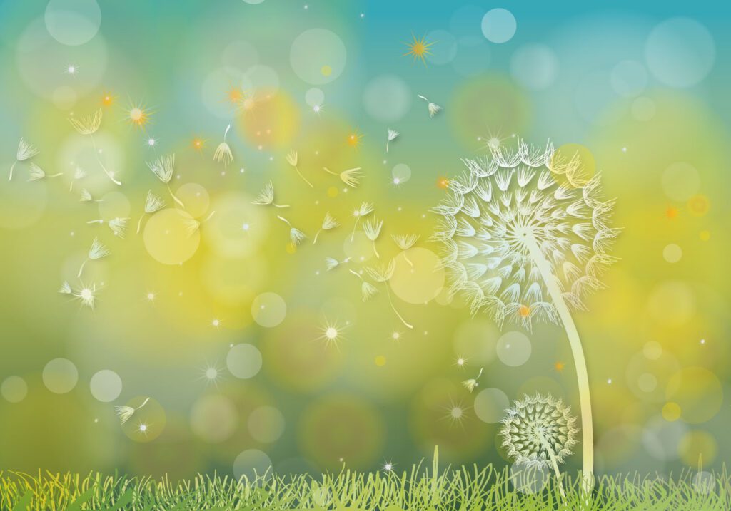 Dandelions Hijau Background Vector Free Vector