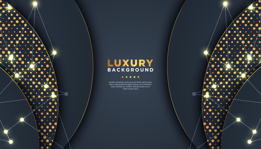 Dark Curved Layers with Gold Dots Background Free Vector