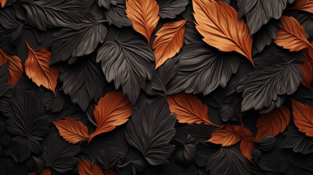 Dark Leaves Black and Orange Stock Free