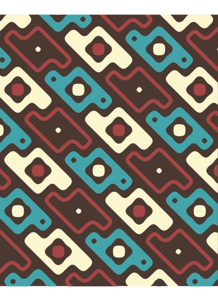 Abstract Red, Blue, and Cream Pattern