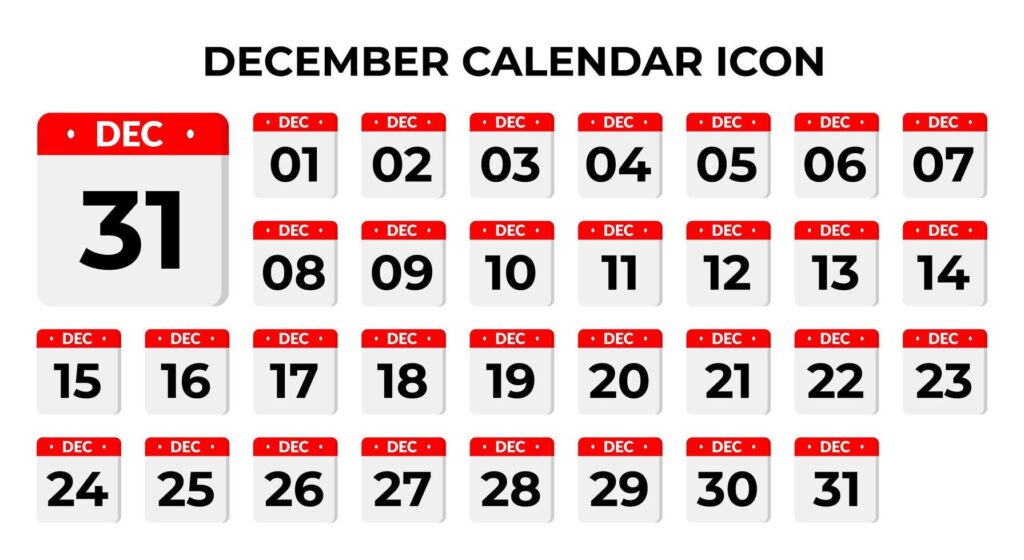 December calendar icons Stock Free