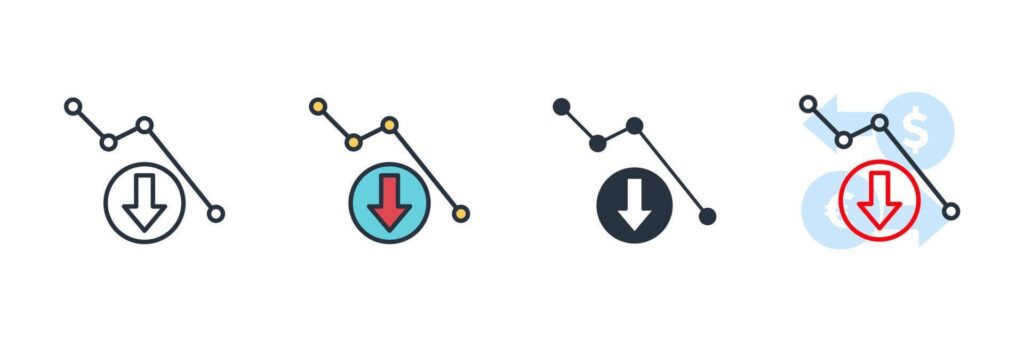 decrease icon logo vector illustration. interest rate finance symbol template for graphic and web design collection Stock Free