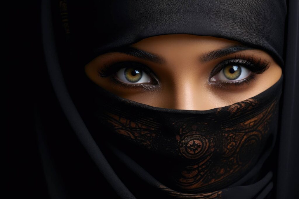 Deep Eyes Look of Beautiful Muslim Arab Woman in Niqab Stock Free