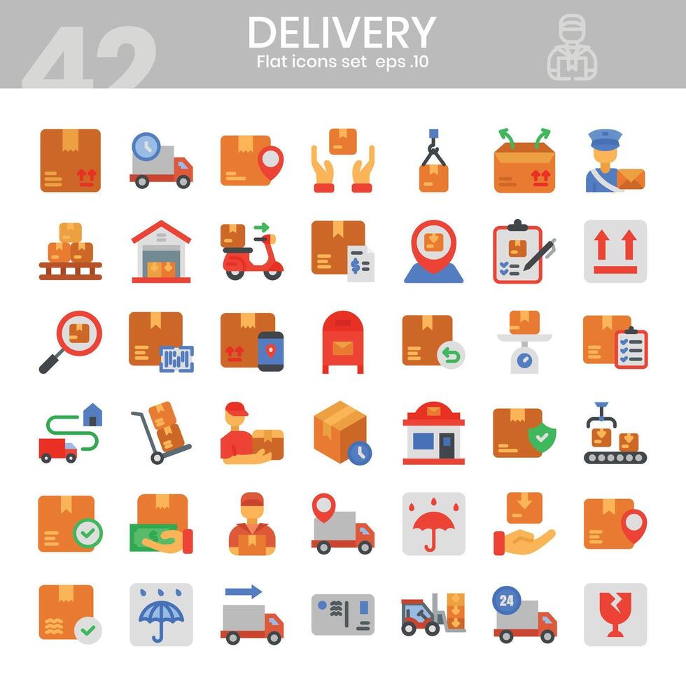 Delivery flat icons set. Shipping icon collection. illustration Stock Free