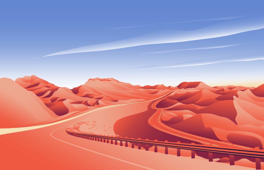 desert hill road landscape background Free Vector