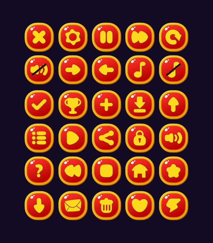 Design for complete set of level button game popup icon window and elements Stock Free