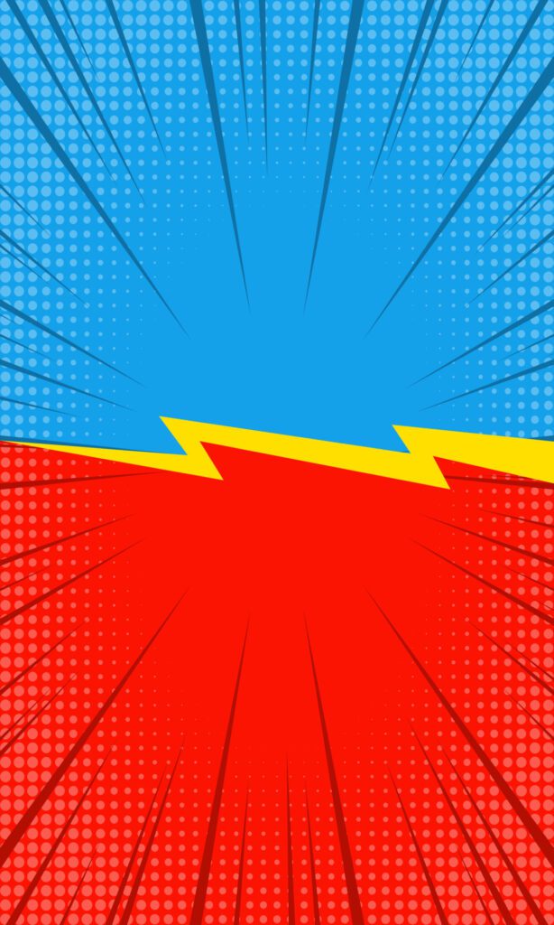 Design versus comic style vertical format. Fight with blue and red background with halftone elements. Vector illustration Free Vector and Free SVG