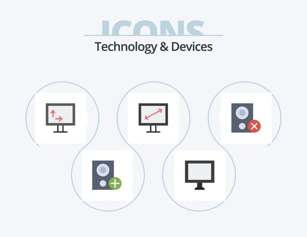 Devices Flat Icon Pack 5 Icon Design. hardware. devices. height. computers. display Stock Free