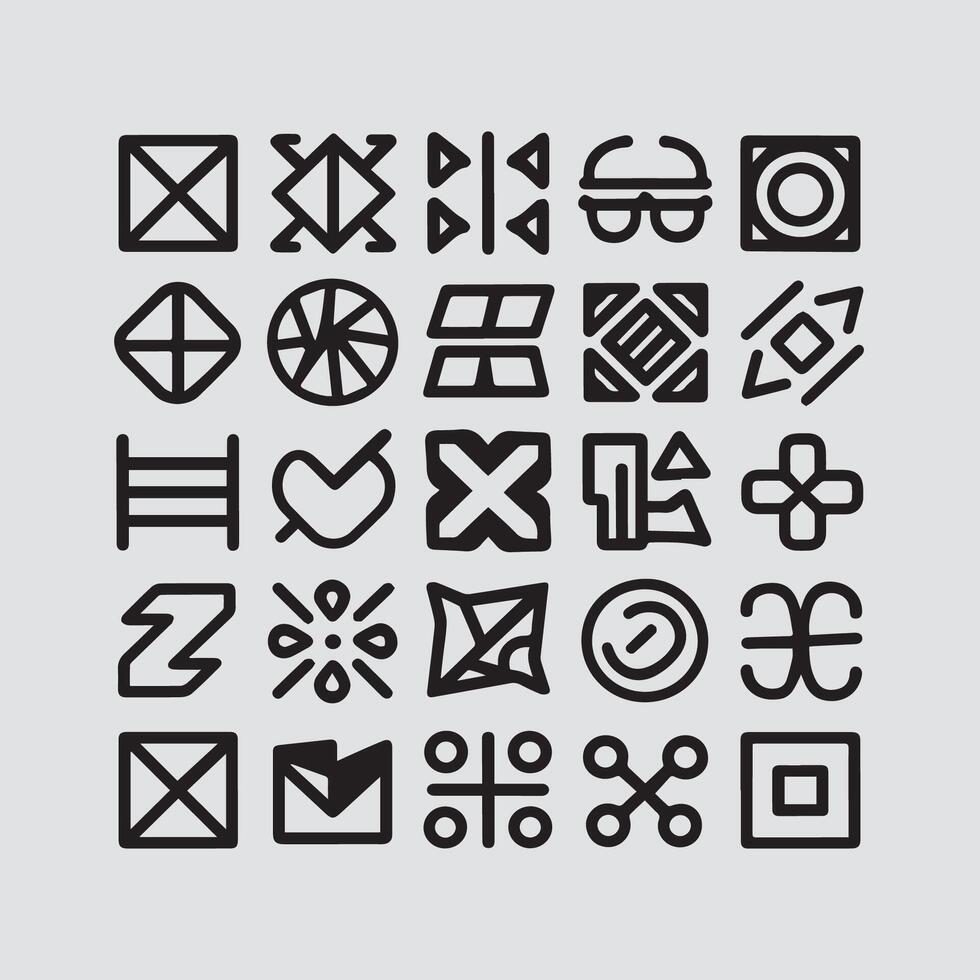 Different icon set black and white ai Stock Free