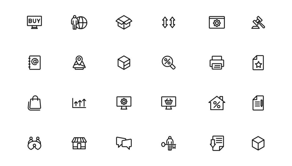 Digital Marketing web icons in line style. Social, networks, feedback, communication, marketing, ecommerce. Stock Free