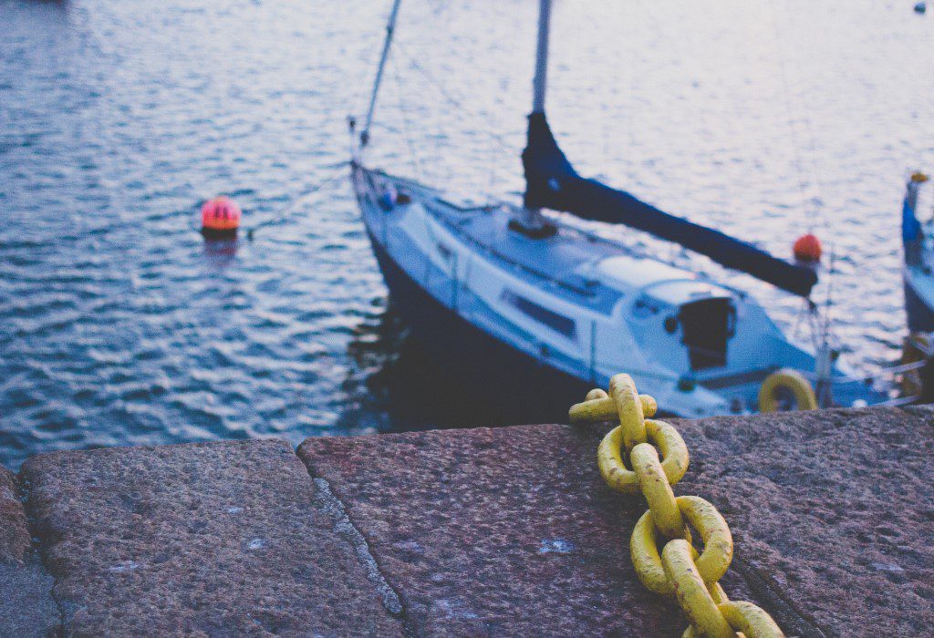 Docked Yacht Yellow Chain Free Stock HD Photo