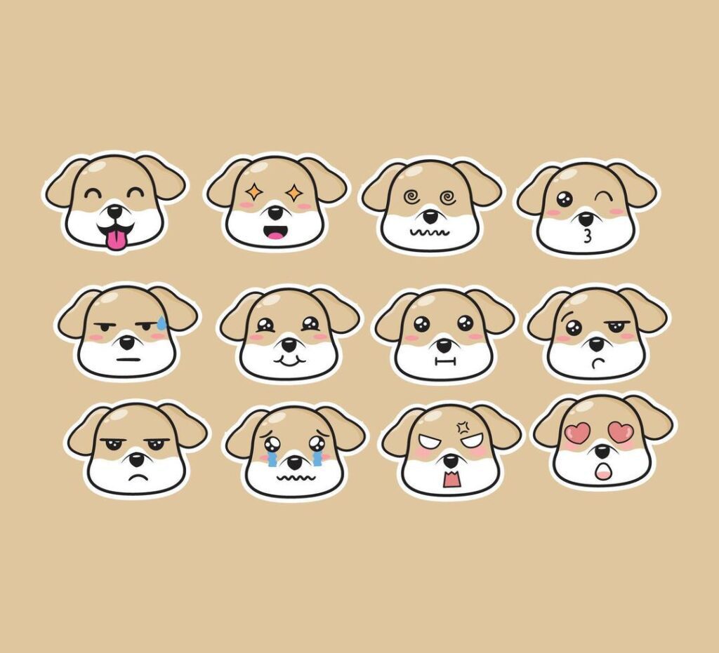 Dog Cute Icon Set Design Stock Free