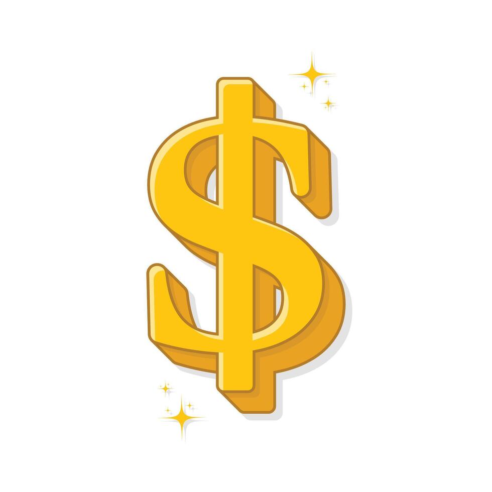 Dollar clip art, gold graphic icon money illustration Stock Free