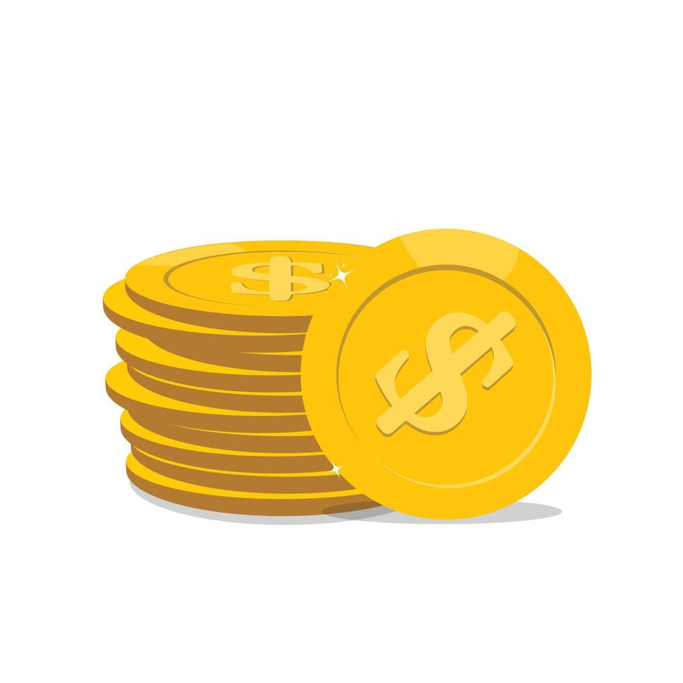 Dollar coins, gold icon money illustration Stock Free