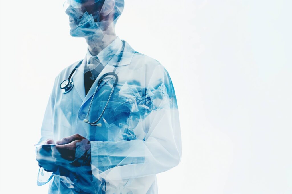 Double Exposure Doctor Portrait With Space for Text Stock Free