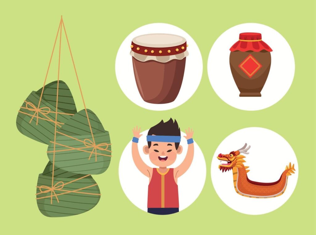 dragon boat festival icon set Stock Free