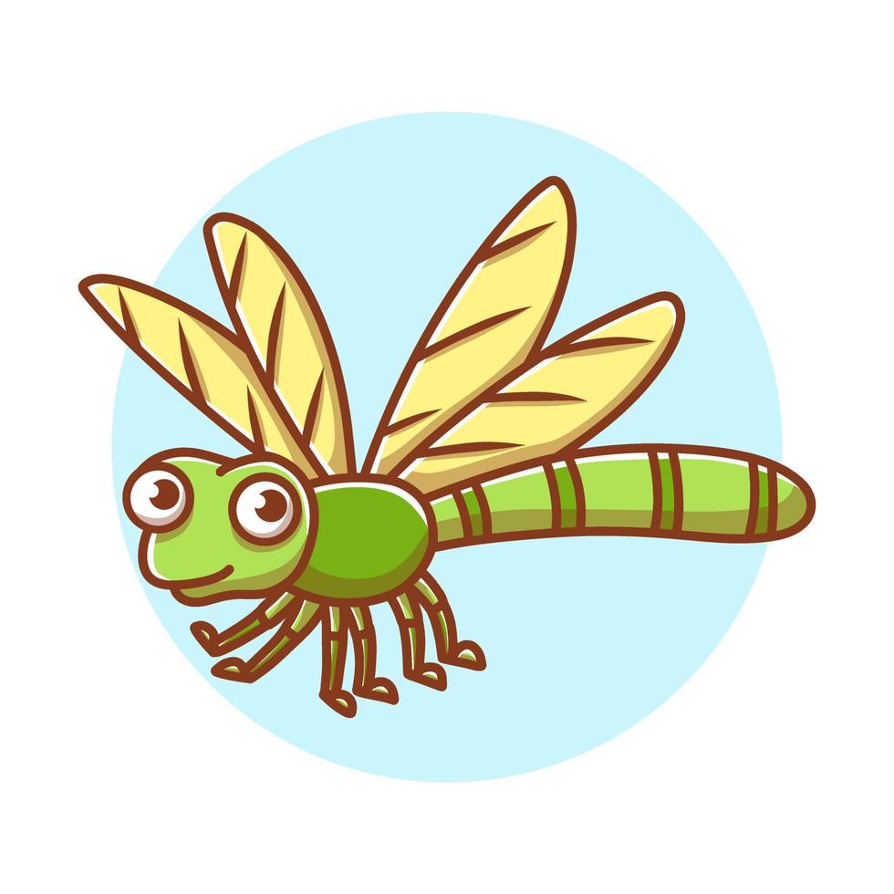 Dragonfly Kids Drawing Cartoon. Insect Mascot Vector Illustration. Zoo Animal Cute Icon Character Stock Free