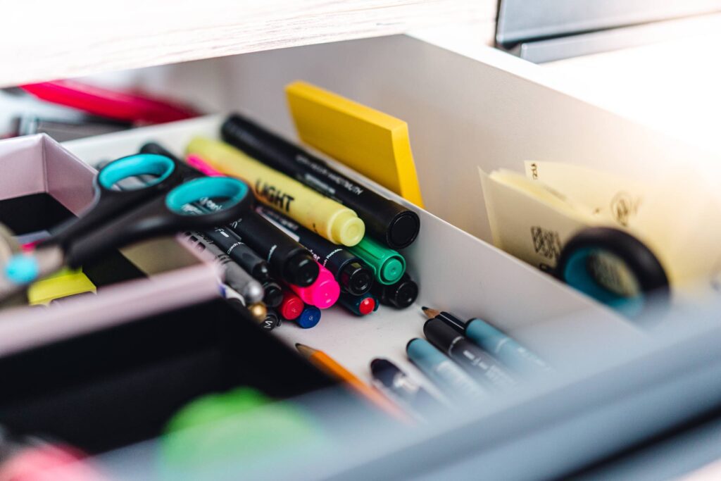 Drawer with Highlighting Pens Free Photo