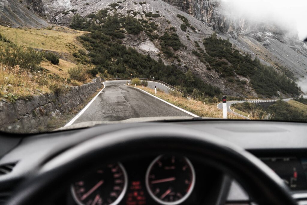 Drivers View: Driving on Stelvio Pass, Italy Free Photo