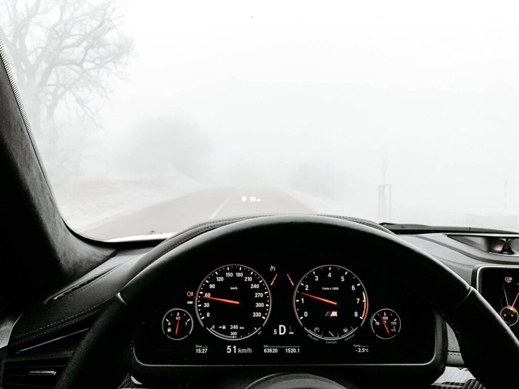 Driving in Heavy Fog Free Photo