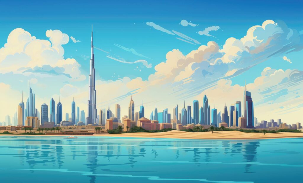 Dubai Skyline Illustration Stock Free