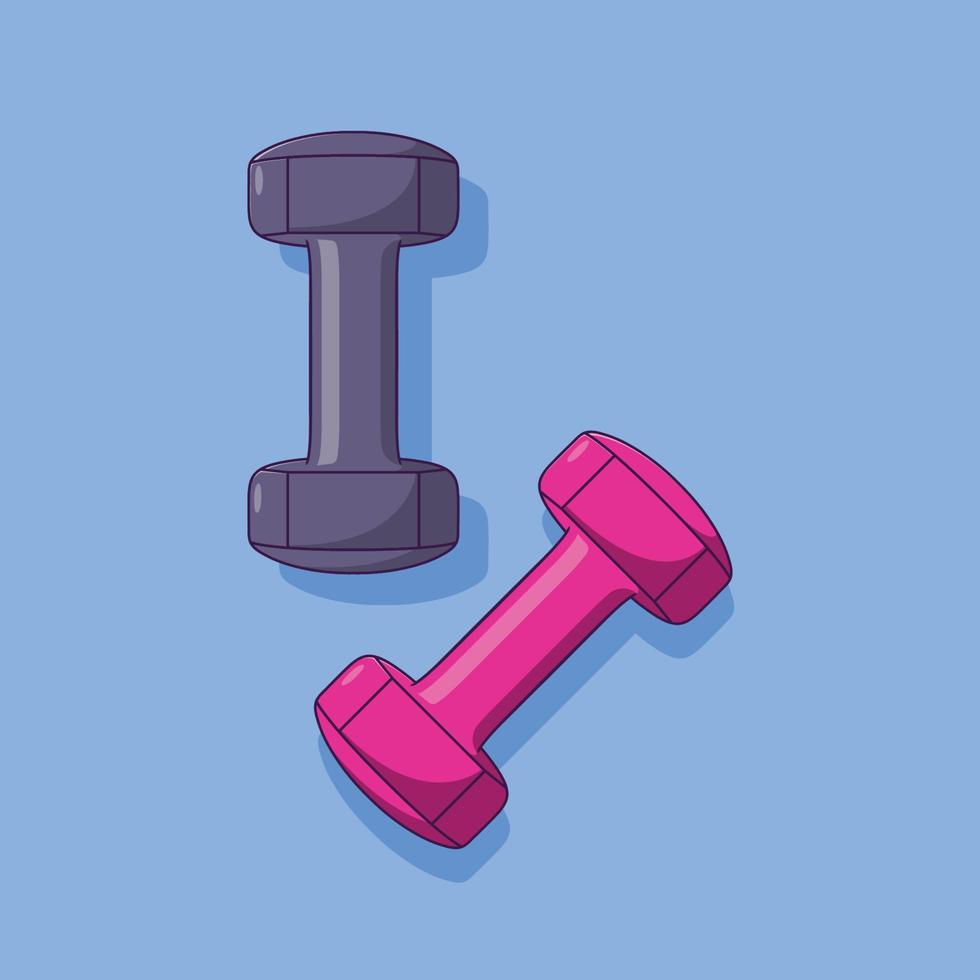 Dumbbell Vector Icon Illustration with Outline for Design Element, Clip Art, Web, Landing page, Sticker, Banner. Flat Cartoon Style Stock Free