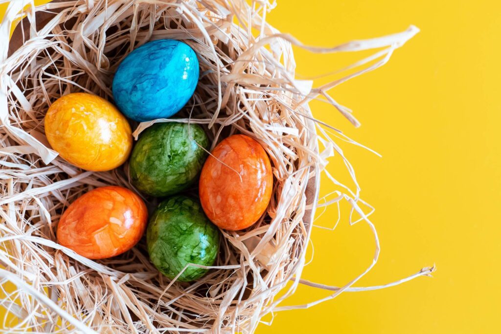 Dyed Eggs Prepared for Easter Holidays Free Photo