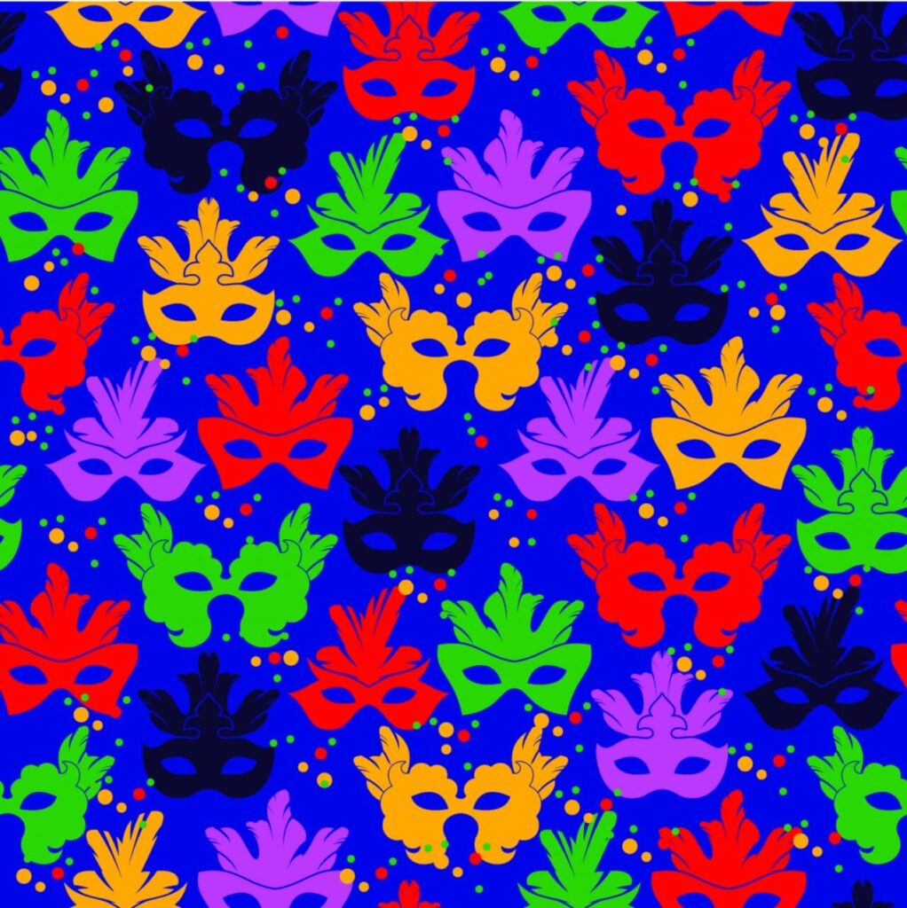 Seamless pattern with carnival mask