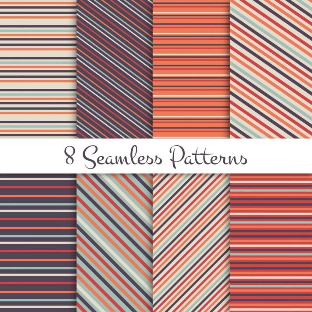 Retro striped seamless patterns set