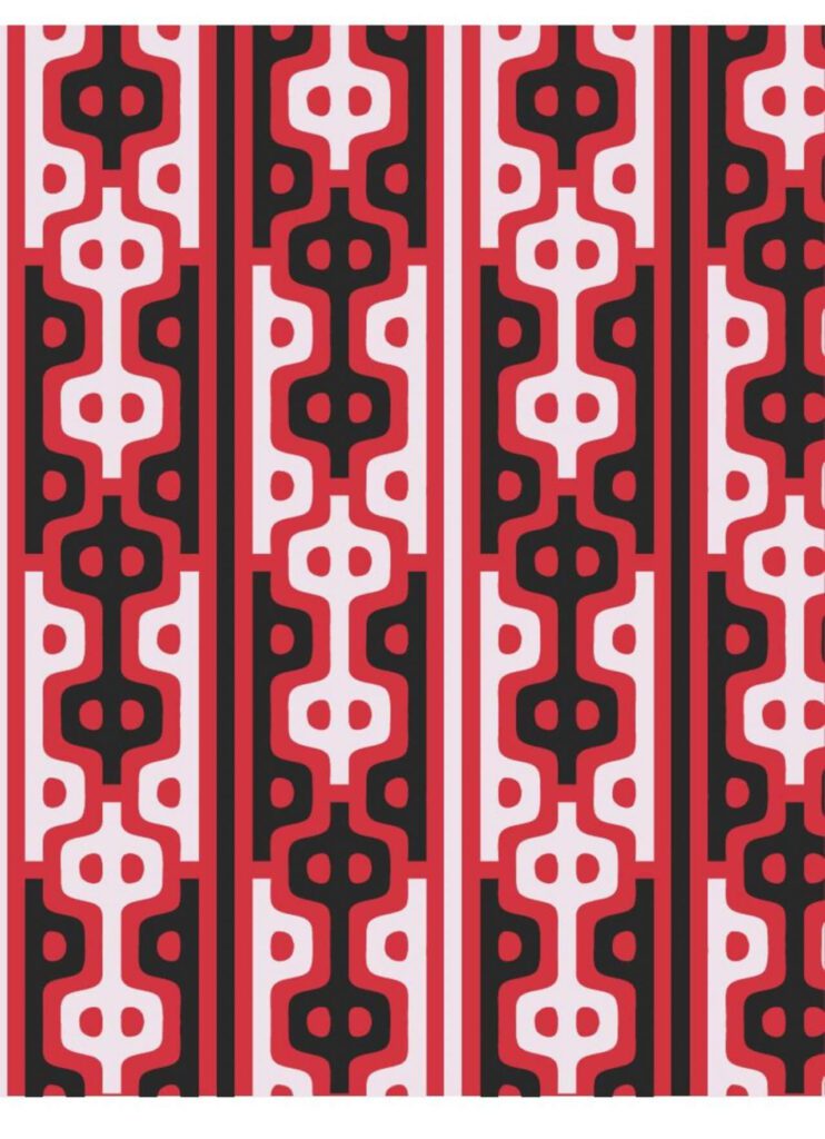 Asian Style Red, White, and Black Pattern