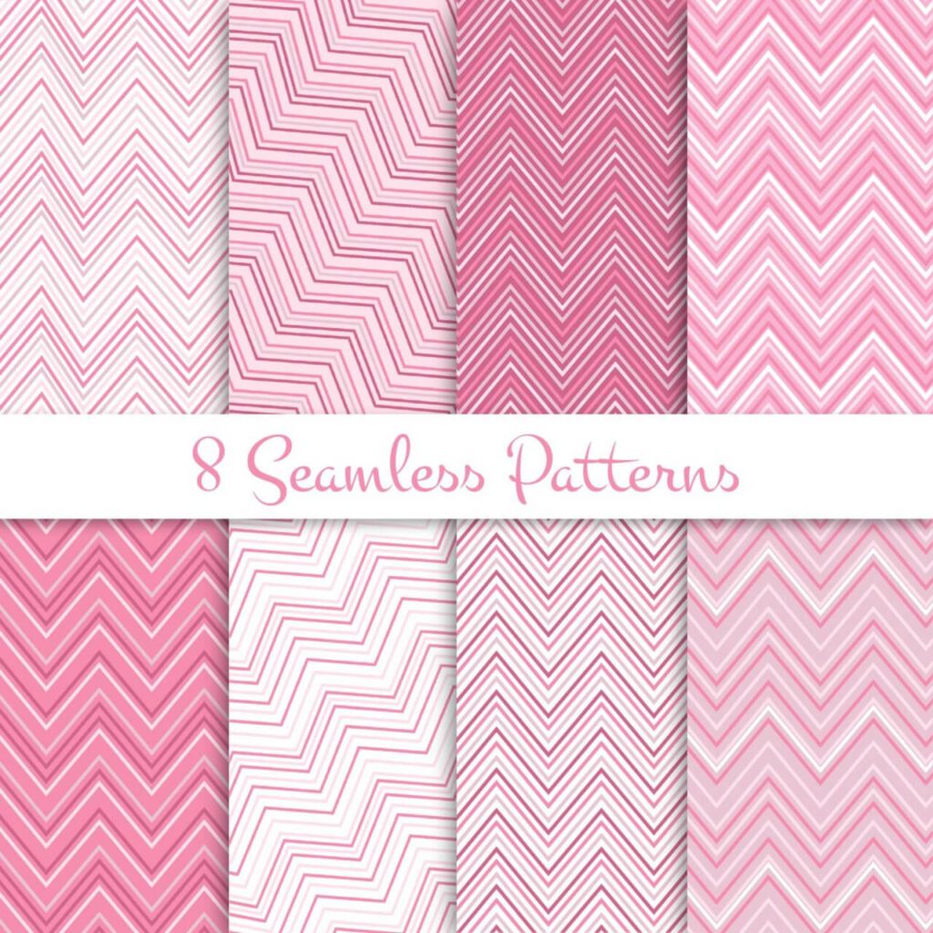 Pink zig zag seamless patterns set