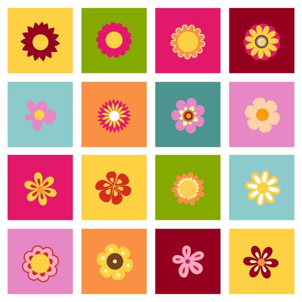 Set of flat icon flower icons